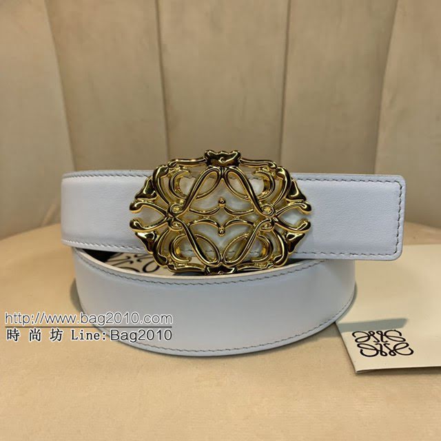 LOEWE女士皮帶 羅意威經典銅扣手掌紋雙面牛皮腰帶  jjp1808